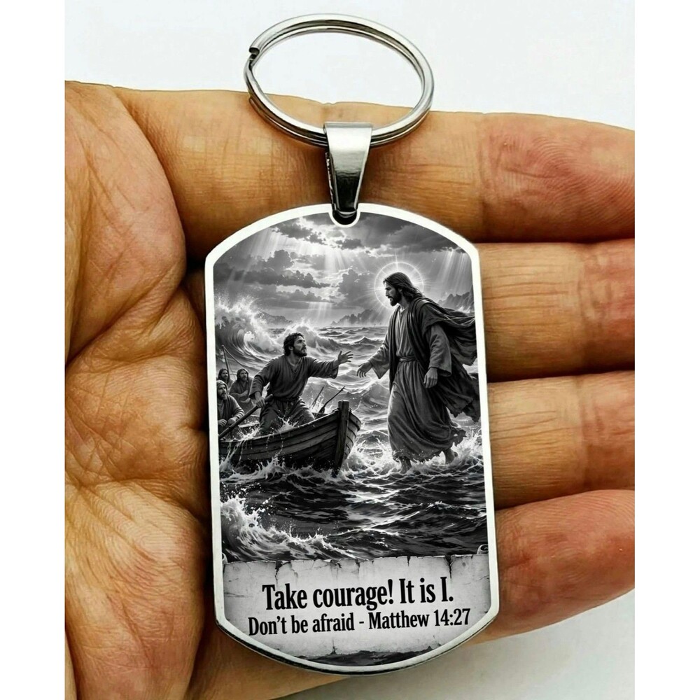 Matthew 14 : 7 God Lord Jesus Christ Stainless Keychain Reminder Faith Bless